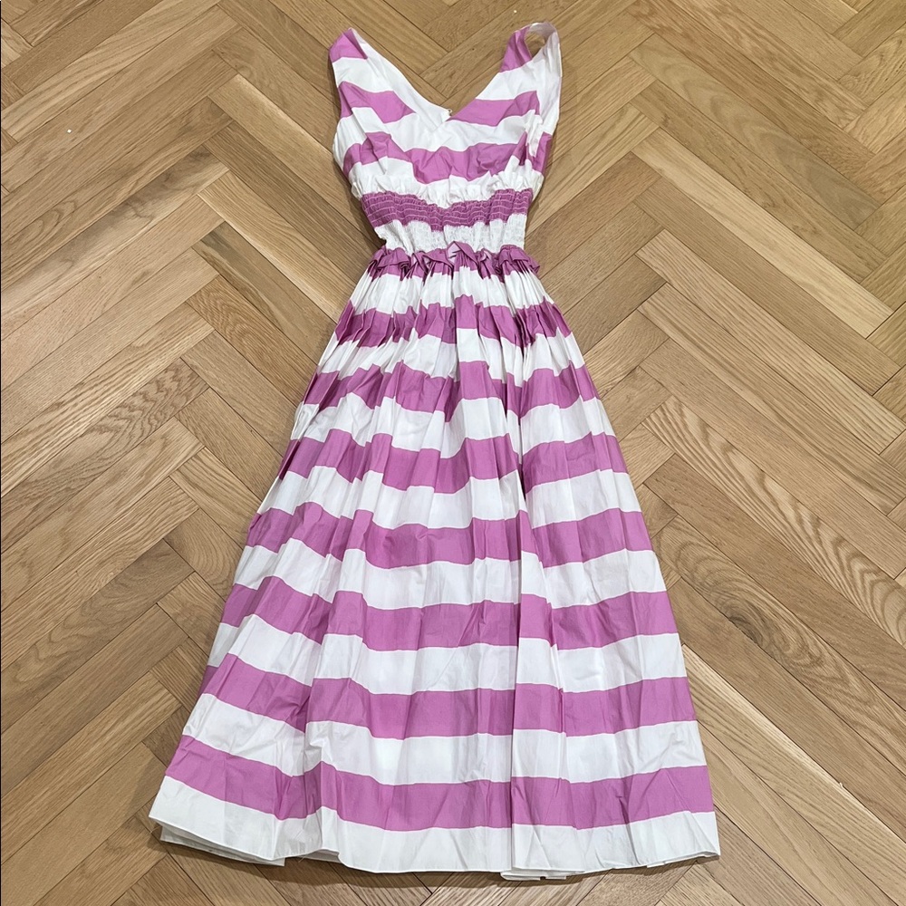 Dolce & Gabbana Lavender and White Striped Midi Dress